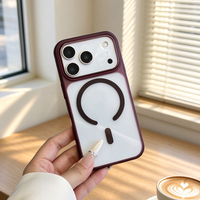 JOYPORODO B568 Coque arrière transparente pour iPhone 15 16 17 18 avec cadre couleur mate, aimant 2400Gs, compatible recharge sans fil, commande de couleurs mélangées