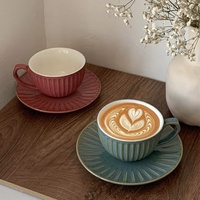 Ensemble de tasses à café en céramique à rayures verticales pour cappuccino
