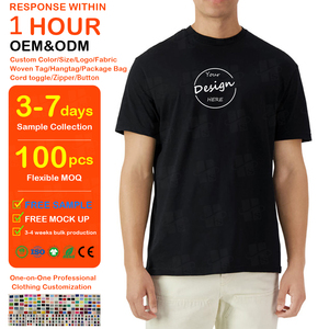 Camiseta Deportiva Personalizada de Alta Calidad con Bordado, para Hombre, Corte Holgado, Color Negro, Absorbente de Sudor, Estilo Básico, 220 g/m², Algodón - Product Image 1