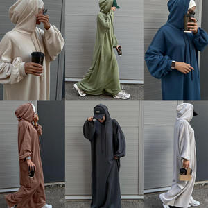 Sharut Venta al por Mayor, Abaya Islámica Modesta para el Invierno, Estilo Dubái, Cárdigan Holgado, <span class=keywords><strong>Sudadera</strong></span> con Capucha Informal para Mujeres Musulmanas - Product Image 1