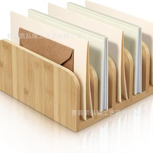 Wooden storage rack for office folder organization, letter and mail storage, multi-slot student stationery <b>shelf</b> - Product Image 1
