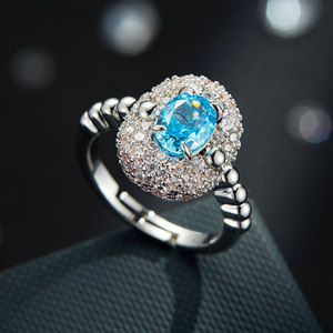 Stylish Oval Micro Pave Zircon <b>Adjustable</b> <b>Ring</b> For Party Fashion Jewelry - Product Image 1