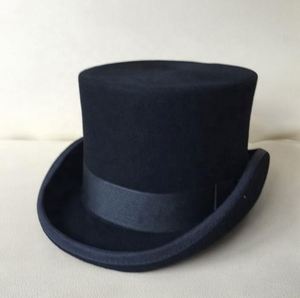 Wholesale Stiff Black Wool Felt Top <b>Hats</b> in Black Height 17cm - Product Image 1