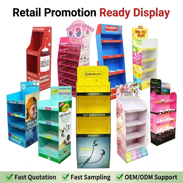 Custom Cardboard POS Display Racks for Floor POP up Retail Display for Supermarket Retail