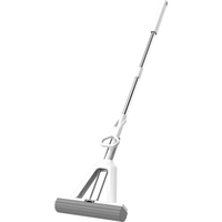 Serpillère à tête en éponge PVA pliable à large rouleau, manche en acier, taux de séchage élevé, serpillère à éponge pour le nettoyage des sols, vente en gros