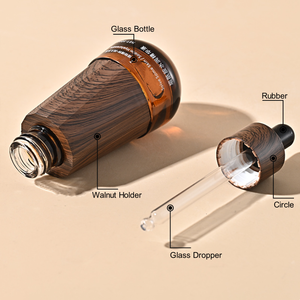 Gotero de vidrio de esencia de grano de madera de lujo Envase cosmético 1oz 30ml Tapón de rosca Cuidado DE LA PIEL Aceites esenciales Botellas de vidrio - Product Image 2