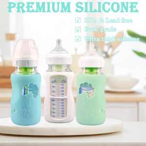 Paquete de 3 fundas de silicona antirrotura para biberones, compatibles con biberones de vidrio de cuello ancho Dr. <span class=keywords><strong>Brown</strong></span> - Product Image 5