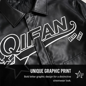 <span class=keywords><strong>Giacca</strong></span> Bomber da <span class=keywords><strong>Uomo</strong></span> Personalizzata di Alta Qualità in <span class=keywords><strong>Pelle</strong></span> PU Stampata con Colletto Rovesciato e Ricamo in Ciniglia - Product Image 2