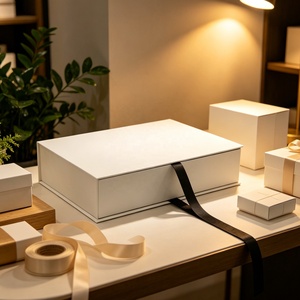 Boîte cadeau magnétique écologique noir-blanc pour perruque avec doublure en satin et ruban, emballage de luxe pour perruques et extensions capillaires, personnalisable - Product Image 5