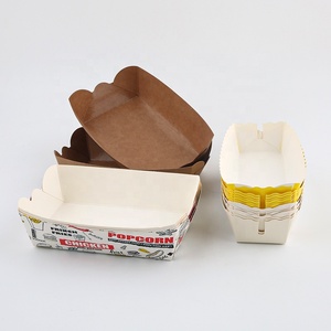 Custom Printed Disposable Brown Kraft Cake kraft paper fast food box Hot Dog Tray Box