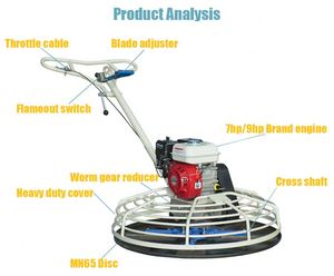 BMP100 Peru Type Gasoline Engine Concrete Power Trowel <b>Machine</b> with Gearbox & Bearing 5.5-9hp Short Turning Radius - Product Image 3