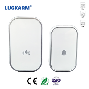 <span class=keywords><strong>Timbre</strong></span> de puerta inalámbrico blanco LUCLKARM, botón pulsador <span class=keywords><strong>con</strong></span> pilas y kit de receptor de enchufe, volumen ajustable LED colorido - Product Image 1