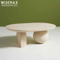 WISEMAX FURNITURE Meubles de salon modernes Canapés Table basse en bois massif de forme ovale avec pieds en forme de boule Table basse pour le café et le thé