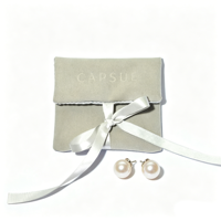 Pochette cadeau en suède personnalisée avec logo en relief 2026, pour bijoux, avec insert pour collier et boucles d'oreilles