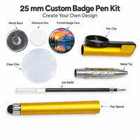 Stylo bille à poussoir personnalisé de 25 mm avec pièces de badge photo pour cadeau promotionnel