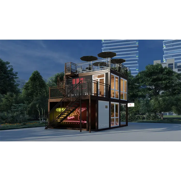 Cheap and modern design prefabricated steel structure container bar container houses for bars and cafes