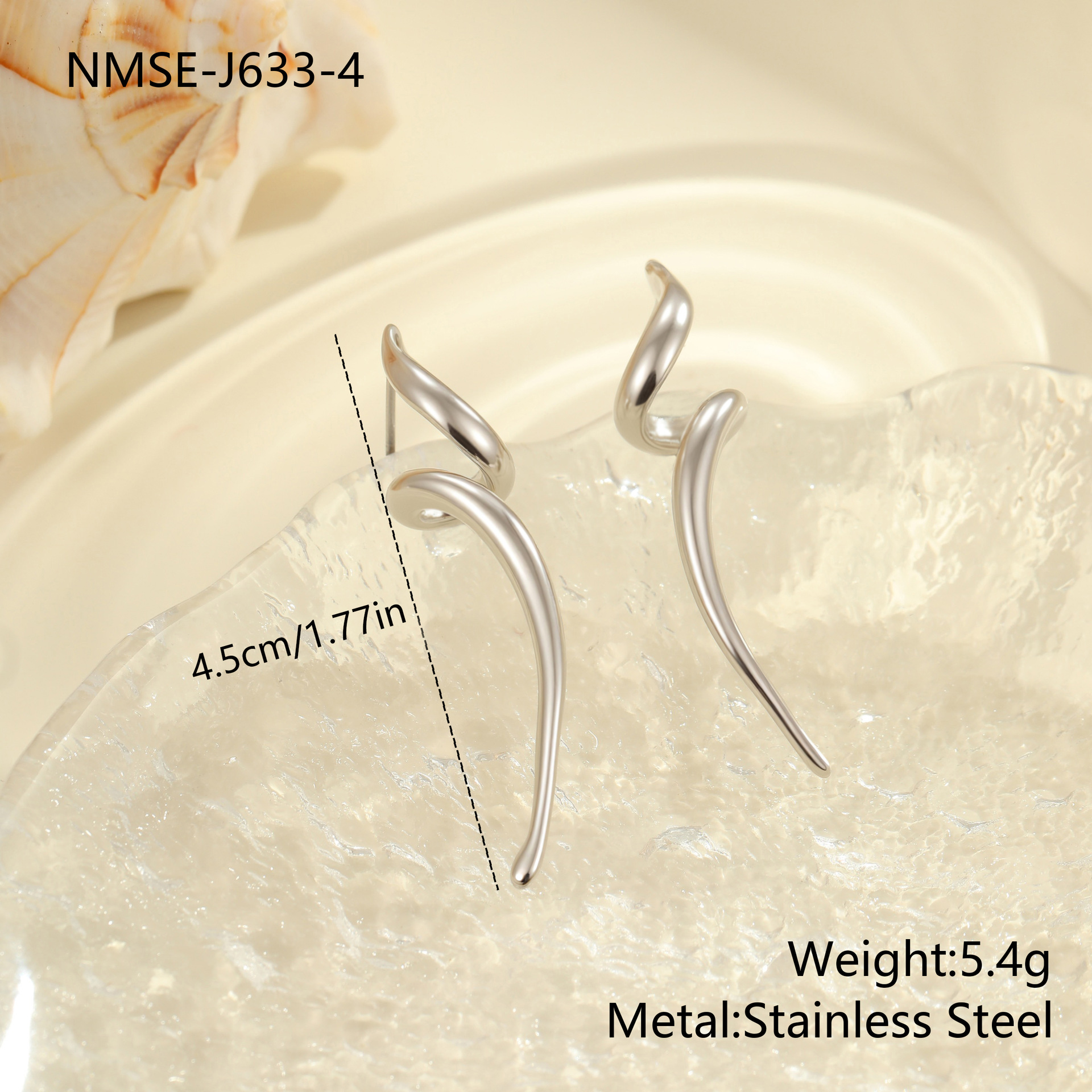 Boucles d'oreilles NMSE-J633-4, couleur acier.