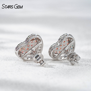 Starsgem เครื่องประดับที่ดี10K แข็งทองแฟนซีสีชมพูห้องแล็ปปลูกเพชรรูปหัวใจต่างหูเพชร - Product Image 4