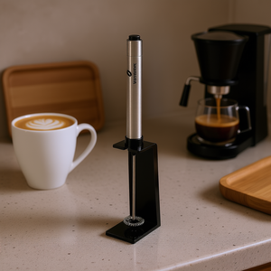 Espumador de leche inalámbrico Westmark Brasilia de acero inoxidable recargable para café, espresso y latte art - Product Image 3