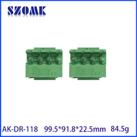 Boîtier de module électronique sur rail DIN vert 99,5*91,8*22,5 mm avec polyamide PA66 Nylon pour interface de signal de contrôle industriel