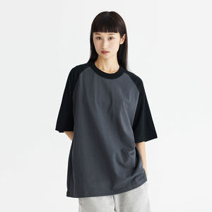 Hot New Arrival Unisex 100% Cotton Women <b>T</b>-<b>Shirt</b> Color Block Patchwork Plain Blank Oversize Men <b>T</b> <b>Shirt</b> - Product Image 3