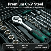 Kit d'outils de mécanique automobile de qualité industrielle, 216 pièces, multifonctionnel, jeu de clés à douilles et clés à cliquet, portable, en acier au chrome-vanadium, robuste