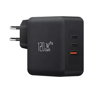 原装欧盟墙壁插头3端口2C1A usb-c usb-a gan快速充电器120 w适用于小米手机充电器类型-c快速充电120 wat