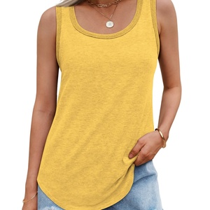 Women's Summer Knitted V-Neck Tank <b>Tops</b> Loose Fit Casual <b>Flowy</b> Sleeveless - Product Image 2