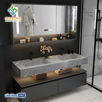 Meuble-lavabo mural moderne OEM 2026 avec double vasque et miroir inclus pour salles à manger