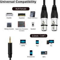 Câble audio Yinyu AC030MB, 3,5 mm stéréo vers double XLR femelle, tressé, pour moniteurs de studio actifs, ordinateur portable