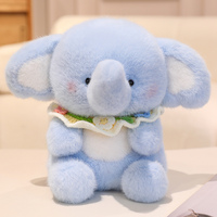 Heureux petit bavoir d'éléphant bleu en peluche mignon PP coton remplissage peluche jouet décoration compagnon poupée