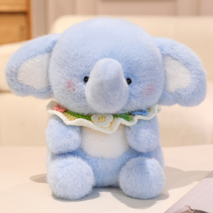 Heureux petit bavoir d'éléphant bleu en peluche mignon PP coton remplissage peluche jouet décoration compagnon poupée - Product Image 4