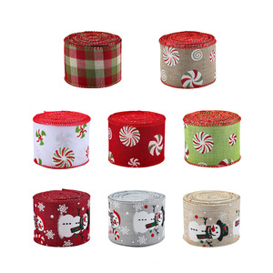 Beliebte Weihnachts-Cartoon-Süßigkeiten-Druckbänder aus Polyester, 5 cm breit, für Verpackungsdekorationen - Product Image 4