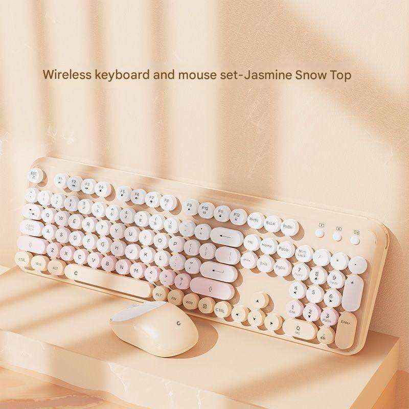 ไวท์-จัสมิน สโนว์ ท็อป-คีย์บอร์ดไร้สาย+เมาส์