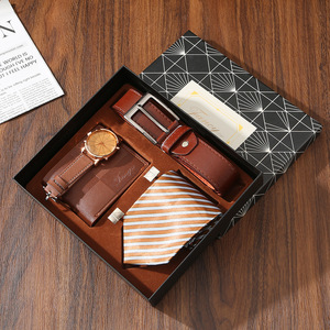 Set <span class=keywords><strong>Regalo</strong></span> Premium da Uomo 5 Pezzi: Orologio, Portachiavi, Penna, Portafoglio, Gemelli in Confezione con Logo Personalizzato, <span class=keywords><strong>Regalo</strong></span> Aziendale per Uomini - Product Image 3