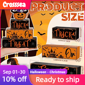 Bloques de madera apilables decorativos de Halloween para 'Trick or Treat', con diseño de calabaza y <span class=keywords><strong>sombrero</strong></span> de <span class=keywords><strong>bruja</strong></span>, adorno de mesa, bandeja escalonada estilo rústico para fiestas en casa - Product Image 3