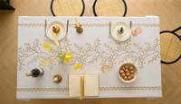 Nappe populaire résistant aux plis Polyester lin mélange nappes lavables imperméables avec glands broderie exquise