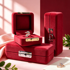Luxury Velvet Lined Snap Closure Jewelry <b>Box</b> with Custom Logo for Necklaces <b>Rings</b> Pendants Gift Packaging Wholesale - Product Image 4