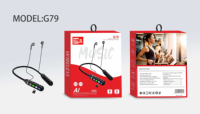 Écouteurs tour de cou BT5.4 en gros avec affichage numérique, commande vocale, matériau ABS, son stéréo, subwoofer, étanchéité IPX-5, commande tactile