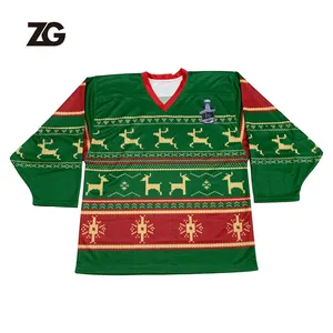 Хоккейная Джерси для команд, Рождественская одежда для хоккея с шайбой, в наличии, быстрая доставка, на заказ