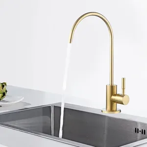 Boa Qualidade Single Handle Kitchen Sink Faucet Escovado Ouro Beber Faucet Filtro De Água