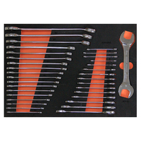 Ensemble d'outils à main en acier inoxydable avec poignée rotative pour douilles, coffret de rangement en plastique personnalisable pour kits d'outils à main