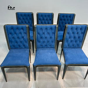 Customizable Royal Blue Velvet Dining <b>Chair</b> Set Tufted <b>Back</b> Wholesale for Home Commercial Use - Product Image 1