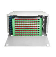 Rak Distribusi Serat Optik Profesional 12 24 48 96 144 Core Port, Kotak Terminasi Baja Canai Dingin 19 Inci, ODF Rak Mount