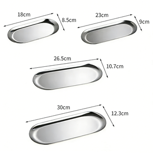 Plateau ovale en acier inoxydable nordique, plateau à servir en métal, présentoir à bijoux, organisateur de cosmétiques, <span class=keywords><strong>plat</strong></span> de service pour hôtel et décoration intérieure - Product Image 5