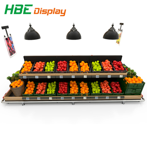 Étagère de présentation de fruits de style île <span class=keywords><strong>en</strong></span> métal et <span class=keywords><strong>bois</strong></span> <span class=keywords><strong>avec</strong></span> caisse - Product Image 4