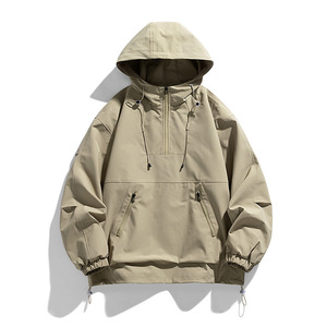 Không thấm nước tùy chỉnh 1/4 dây kéo anorak Áo khoác trùm đầu áo thun Mens Áo gió anorak Áo khoác mùa xuân mùa thu đường phố người đàn ông của áo khoác - Product Image 4
