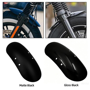 Guardabarros delantero corto retro para motocicleta Harley XL48 Cruiser Bobber, guardabarros metálico, negro brillante, negro mate - Product Image 4