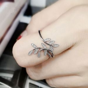 New Design Leaves Diamond <b>Adjustable</b> <b>Ring</b> Cubic Zircon CZ Micro Paved Olive Branch Opening <b>Ring</b> for Women - Product Image 5