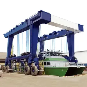 China Supplier Ccs Approved Top Quality Straddle Carrier Yacht Lift Crane Mobile Boat Hoist